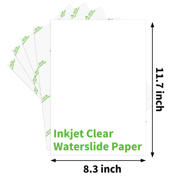 A-SUB 8.5x11 Laser Waterslide Decal Paper Clear 25 Sheets