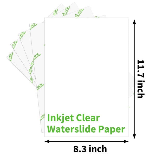 A-SUB Clear Waterslide Decal Paper Clear for Inkjet Printer 20 Sheets A4  Size