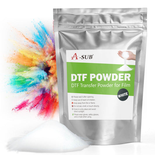 A-SUB DTF Powder Adhesive - White 1.1lbs for vibrant DTF ink transfer with super adhesive properties.
