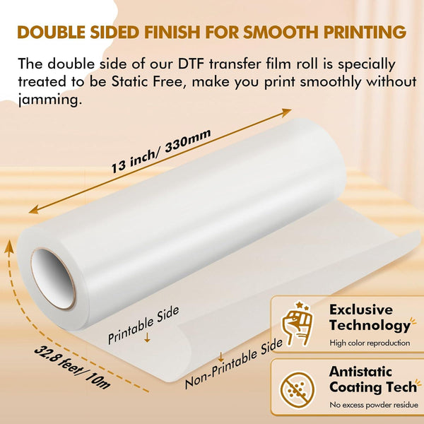 A-SUB DTF Transfer Film Roll, 13" X 32.8ft (Double Sided Matte)