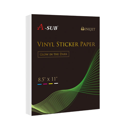 A-SUB Printable Glow In The Dark Vinyl Sticker Paper 8.5"*11 " 5 sheets - A-SUB