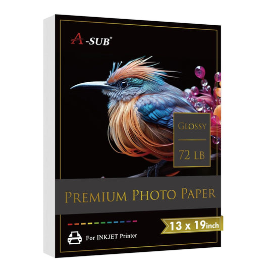 A-SUB Resin-Coated Glossy Photo Paper 260gsm 72lb,13"*19",50 Sheets(L06 Tone)