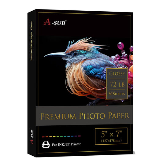 A-SUB Resin-Coated Glossy Photo Paper 260gsm 72lb,5"*7",50 Sheets(L06 Tone)