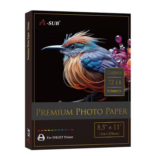 A-SUB Resin-Coated Glossy Photo Paper 260gsm 72lb,8.5"*11",50 Sheets(L06 Tone)