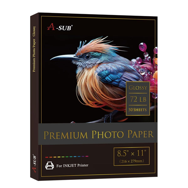A-SUB Resin-Coated Glossy Photo Paper 260gsm 72lb,8.5"*11",50 Sheets(L06 Tone)