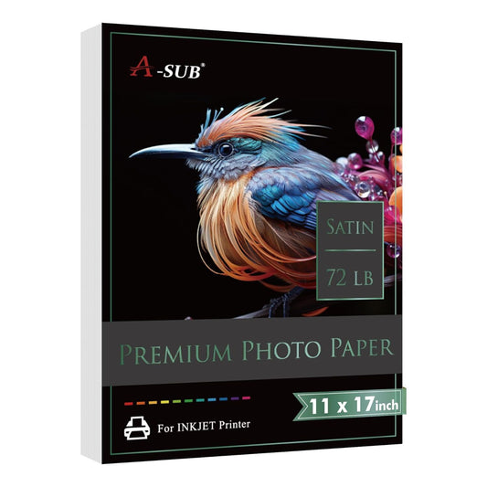 A-SUB Resin Coated Satin Photo Paper 260gsm 72lb, 11"x17", 50 Sheets (L06 Tone)