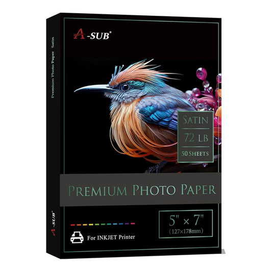 A-SUB Resin Coated Satin Photo Paper 260gsm 72lb, 5"x7", 50 Sheets (L06 Tone)