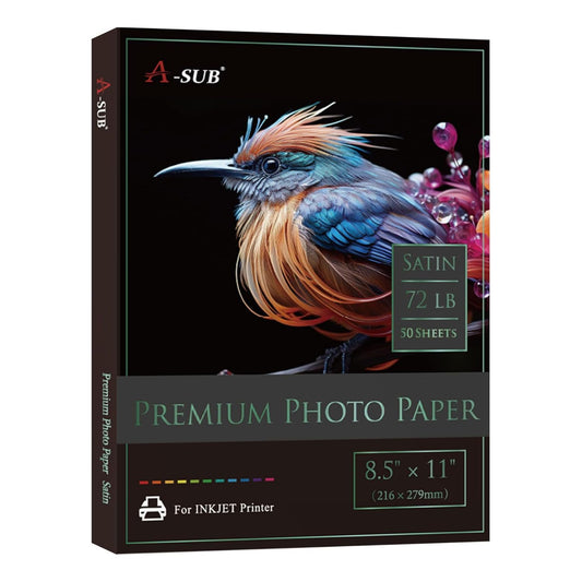 A-SUB Resin Coated Satin Photo Paper 260gsm 72lb, 8.5"x11", 50 Sheets (L06 Tone)
