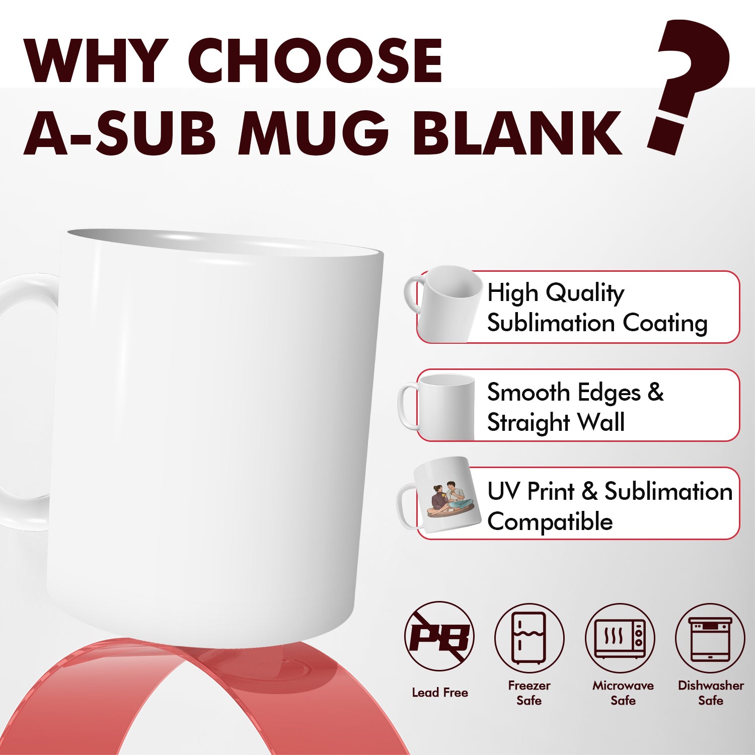 A-SUB 11oz Sublimation & UV Print Coffee Mugs packed with Foam