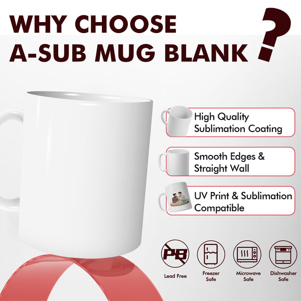 A-SUB 11oz Sublimation & UV Print Coffee Mugs packed with Foam