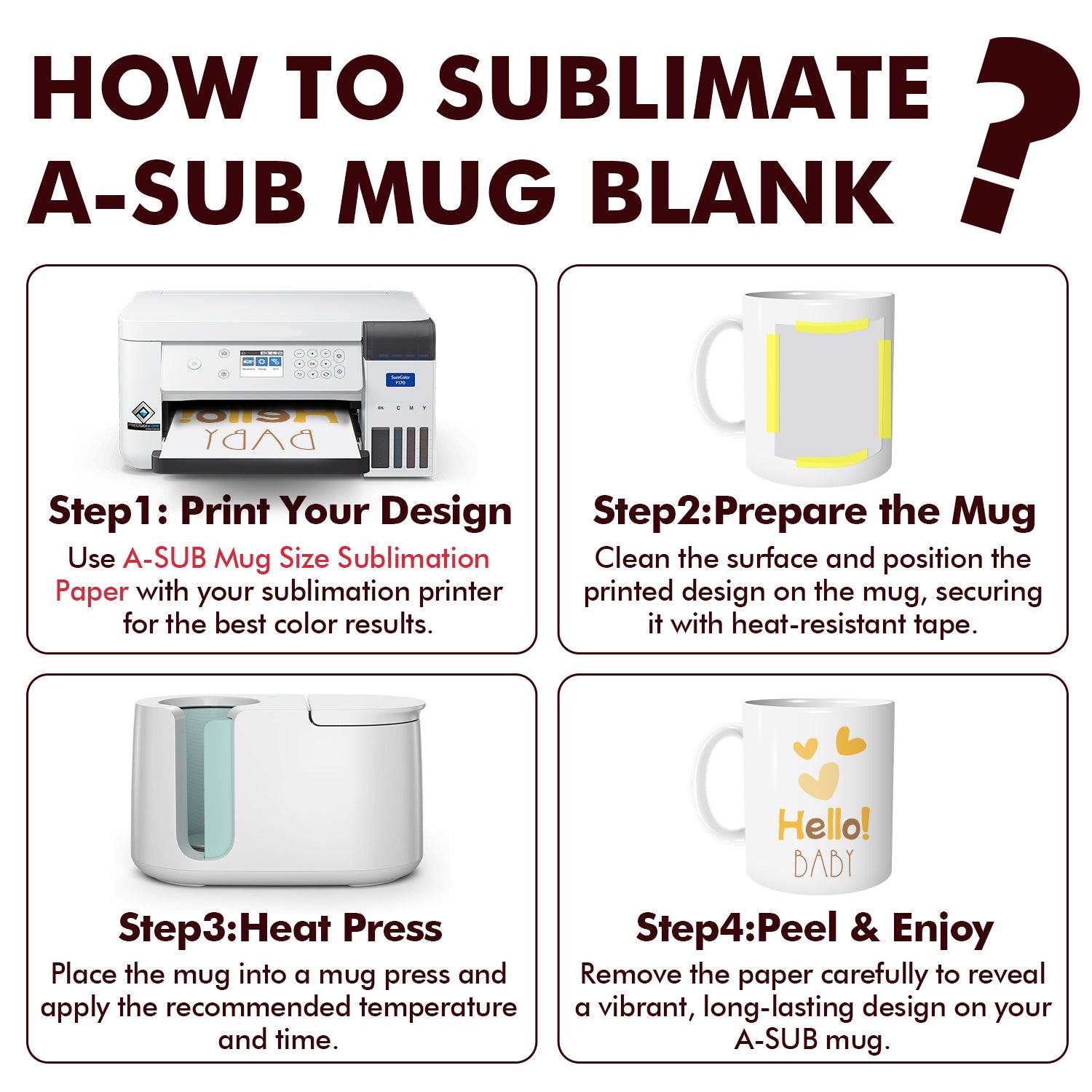 A-SUB 11oz Sublimation & UV Print Coffee Mugs packed with Foam