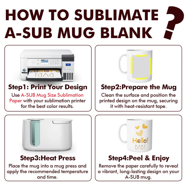 A-SUB 11oz Sublimation & UV Print Coffee Mugs packed with Foam