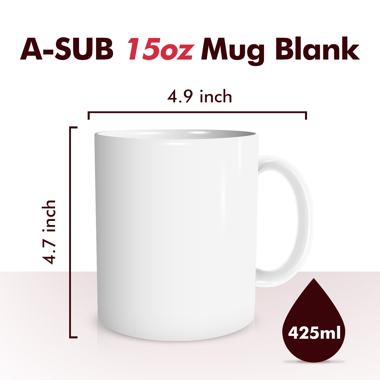 A-SUB 15oz Sublimation & UV Print Coffee Mugs packed with Foam