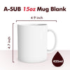 A-SUB 15oz Sublimation & UV Print Coffee Mugs packed with Foam