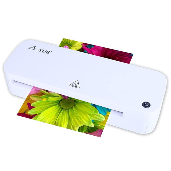 A-SUB Thermal Laminator A4 White Laminating Machine 2 Roller System with Release Button for Office School Business Use