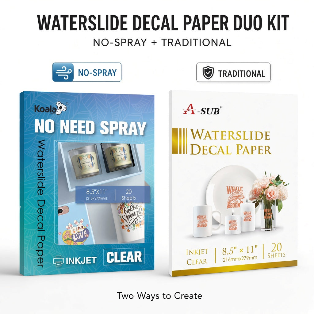 A-SUB Clear Waterslide Decal Paper Combo Kit – Traditional & No-Spray