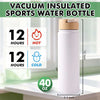 Insulated sports water bottle for UV printing, 40 oz capacity, 12 hours hot and cold retention, with bamboo lid.