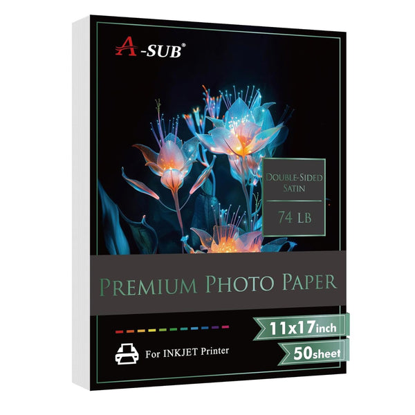 A-SUB 11"x17"Satin Resin-Coated Double Sided Photo Paper 74lb 300gsm 50 sheets