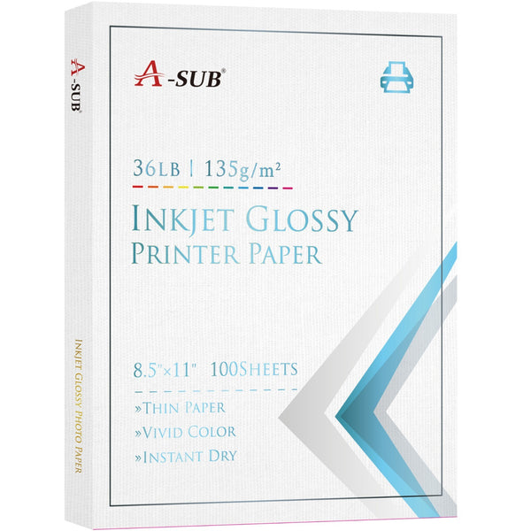 A-SUB 8.5x11 Inches Glossy Cast Coating Photo Paper 36lb 135gsm