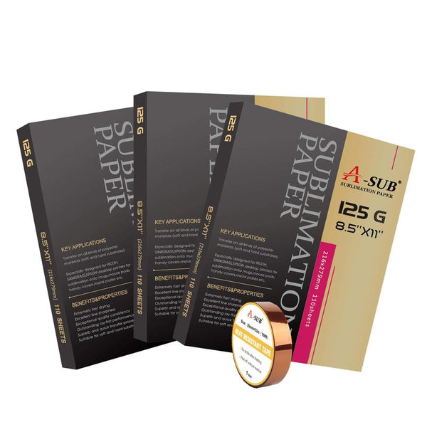 A-SUB 8.5x11 inches Sublimation Paper 125gsm 3 Packs of 330 Pieces for Mug T-shirt DIY Gifts