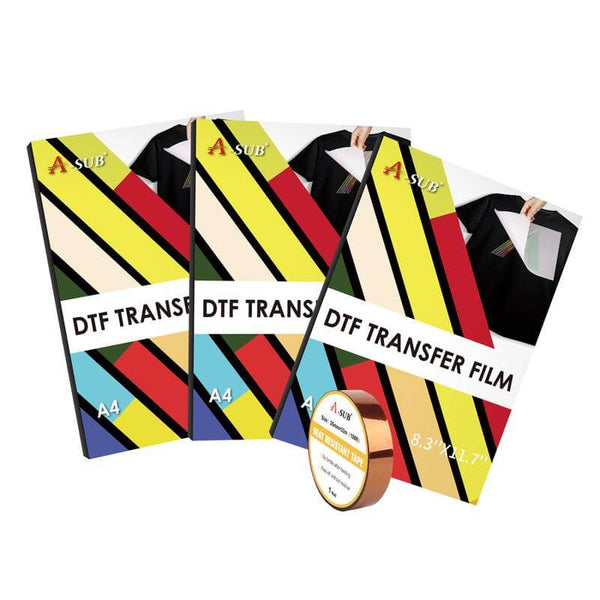 A-SUB DTF Film 3 Packs A4 (90 Sheets) with Tape DTF HACK for ordinary Inkjet printers