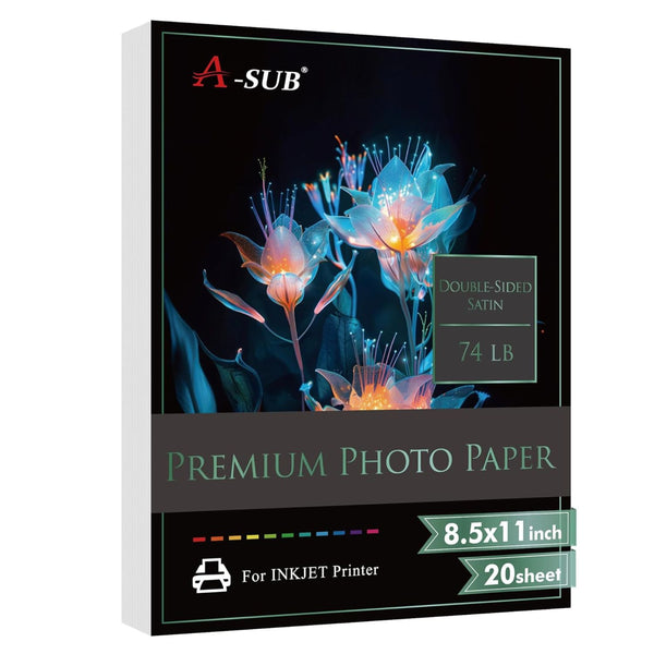 A-SUB 8.5"x11"Satin Resin-Coated Double Sided Photo Paper 74lb 300gsm  20 sheets