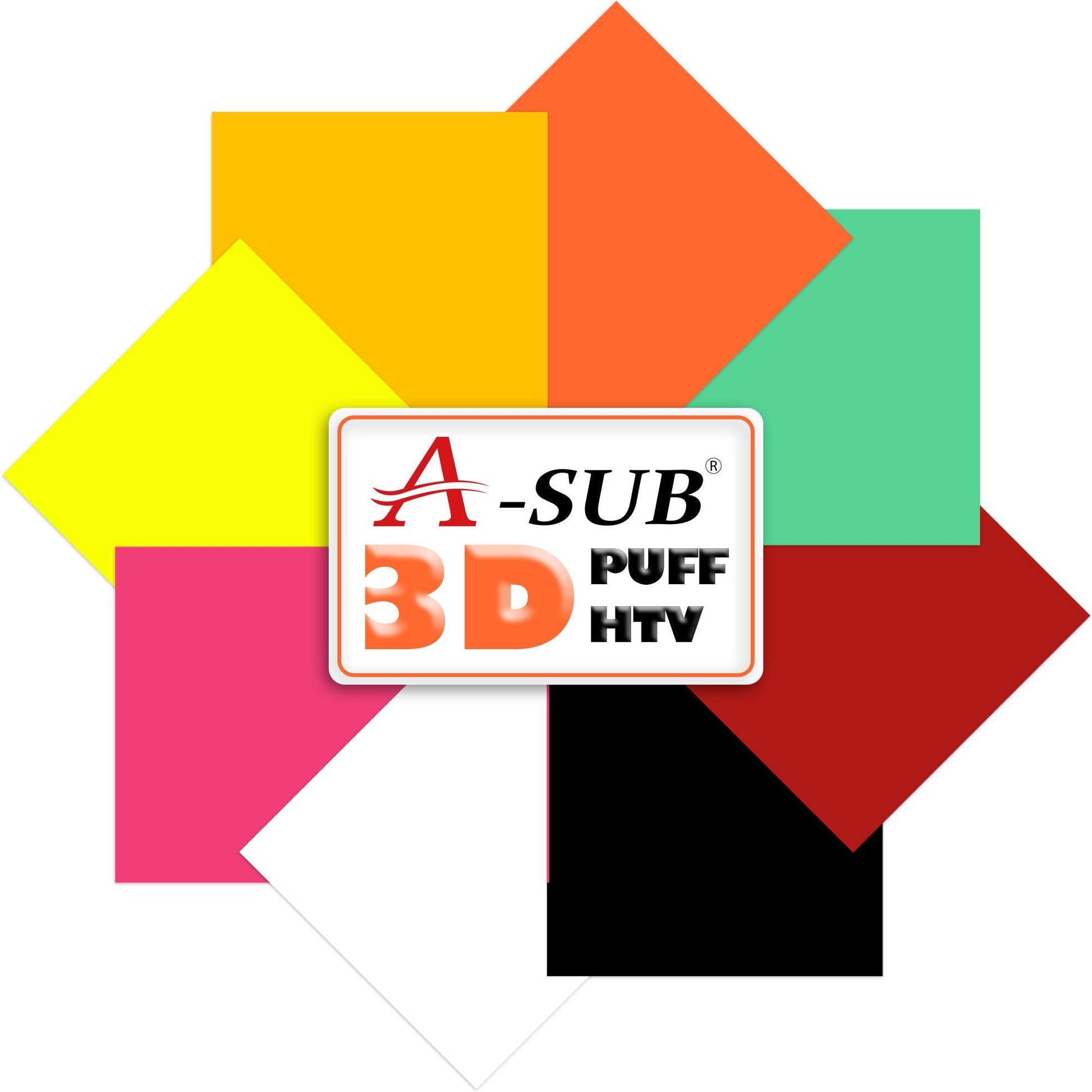 A SUB 3D Puff Heat Transfer Vinyl  8 PCS - 8 Colors Puff Vinyl Sheets 10''x 12"