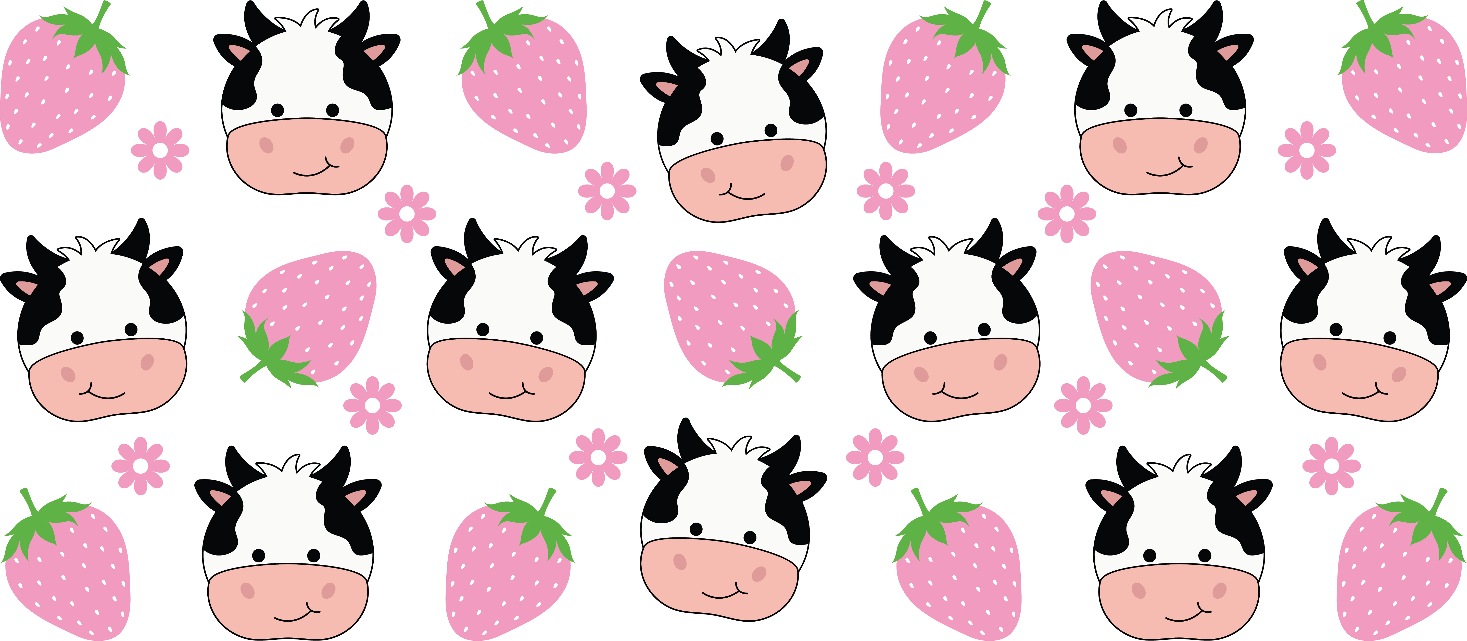Baby Cow Face Strawberry Great for Glass Gup and Cup Wrap