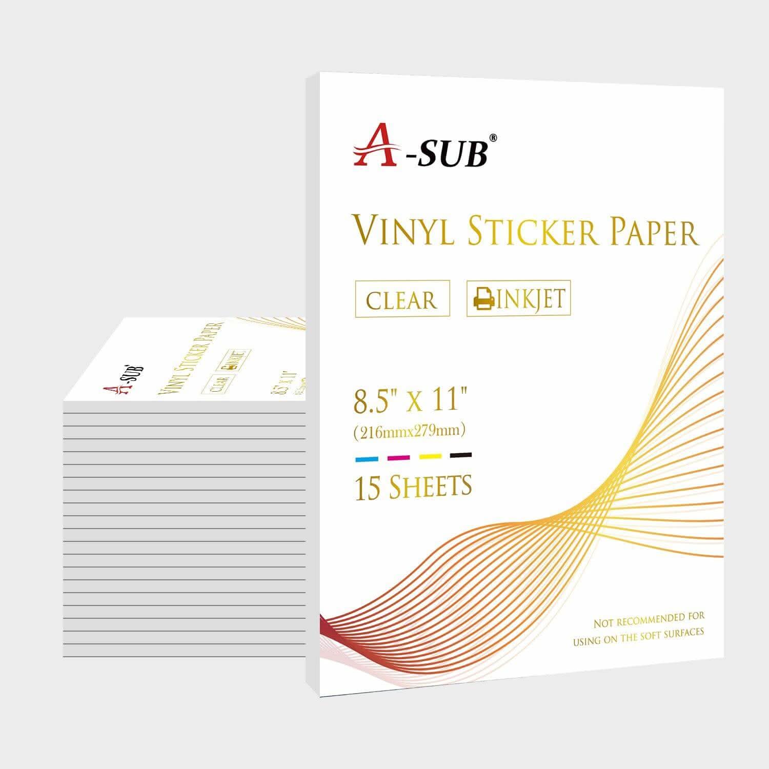 【Bulk Prices】 300 Sheets A-SUB Waterproof Clear Glossy Vinyl Sticker P