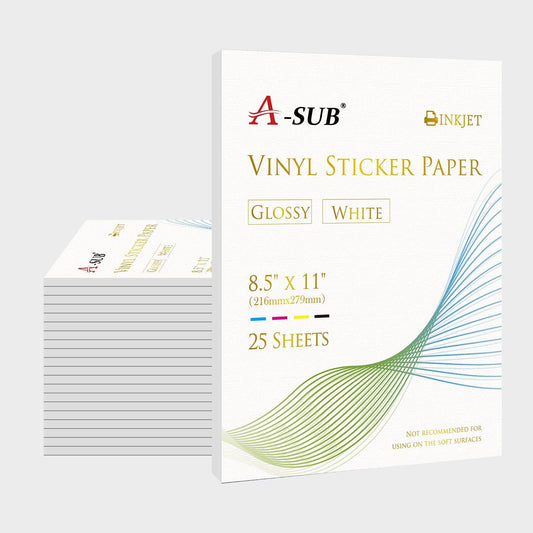 【Bulk Prices】 500 Sheets A-SUB Waterproof White Glossy Vinyl Sticker Paper - A-SUB