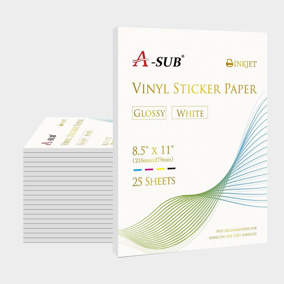 Bulk Prices - 500 Sheets A-SUB Waterproof White Glossy Vinyl Sticker Paper