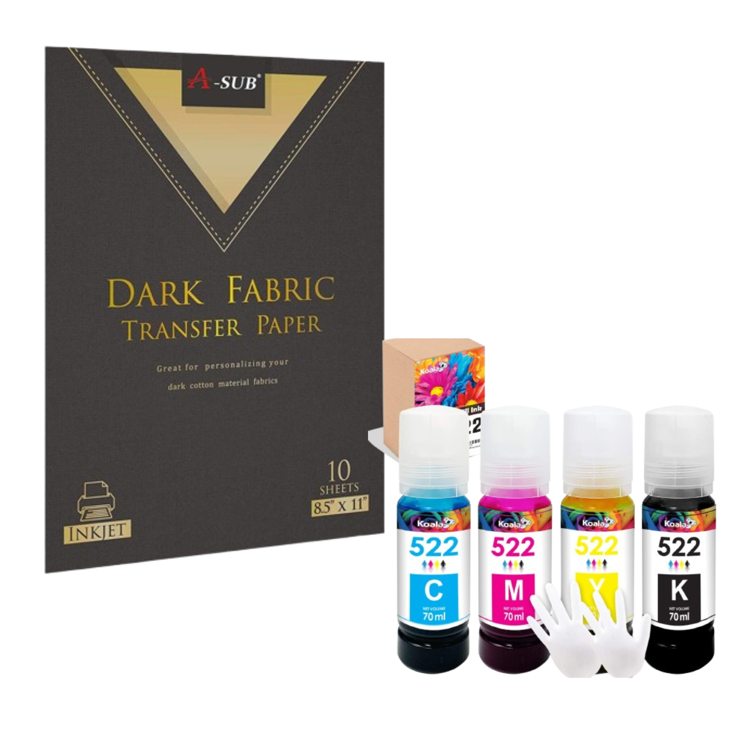 【Bundle Kit】A-SUB Dark shirt transfer paper+ Epson Dye ink