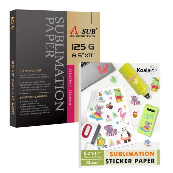 【Bundle Kit】 Clear Glossy Sublimation Sticker Paper and A-SUB 8.5"*11" Sublimation Paper - A-SUB