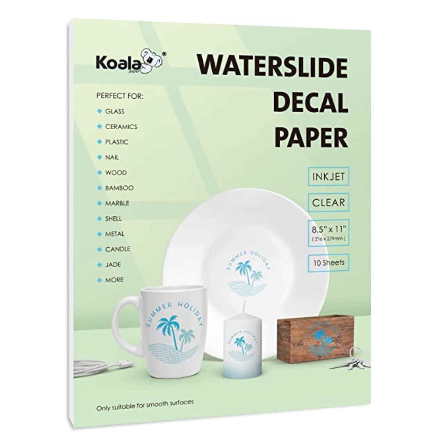 Clear Waterslide Decal for Inkjet Printer 10 Sheets