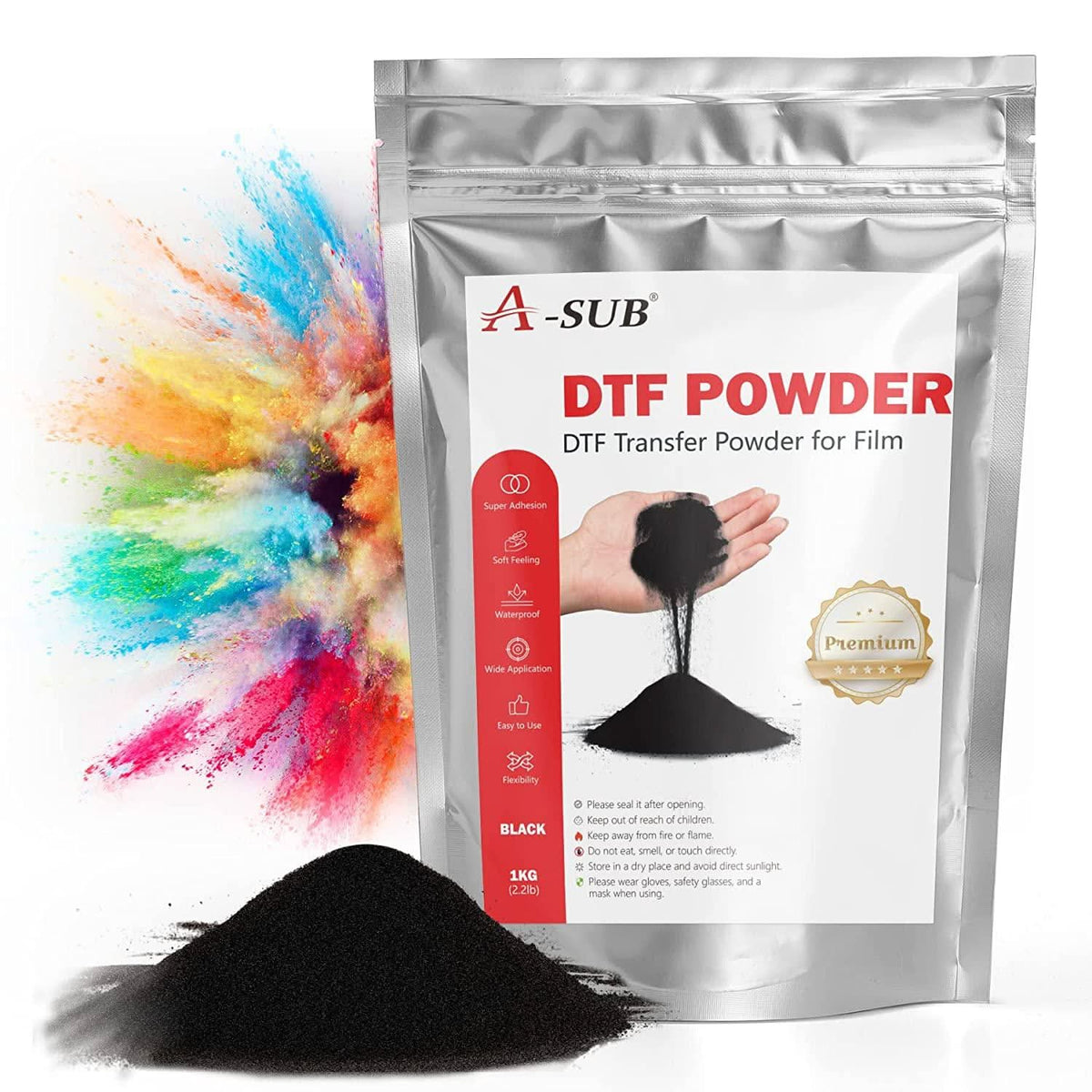 A-SUB DTF Powder Adhesive - Fine-Medium 2.2lbs Black