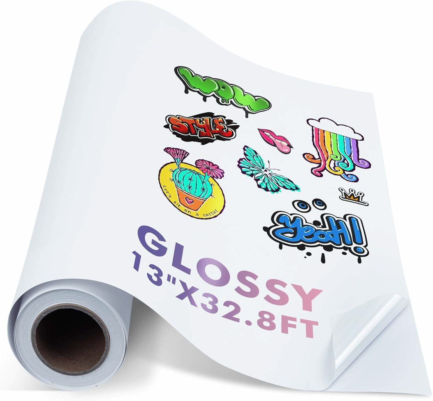 Screen With Inject Sticker Example Printable Vinyl Sticker Paper Roll for Inkjet Printers, 13 inch x 32.8