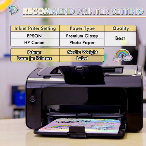 Holographic Vinyl Sticker Paper for Inkjet Printers 8.5x11 Inches