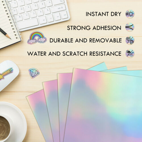 Holographic Vinyl Sticker Paper for Inkjet Printers 8.5x11 Inches