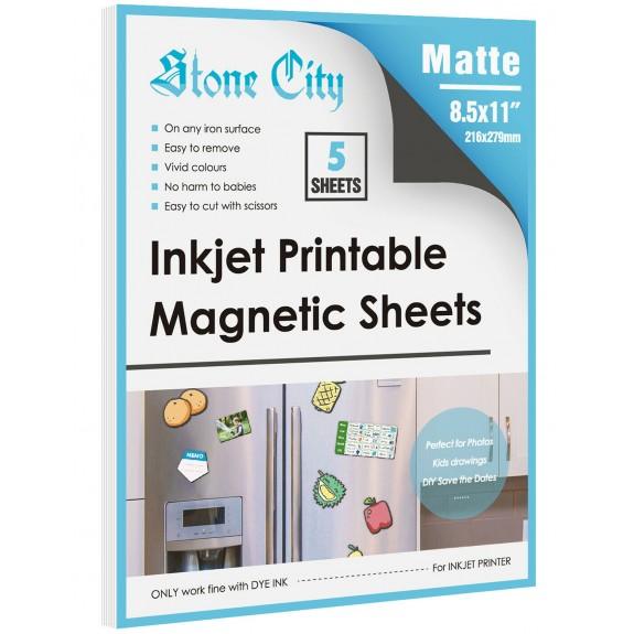 Stone City Printable Matte Magnetic Sheets for Inkjet Printers 8.5x 11 Inches, 12 Sheets - A-SUB