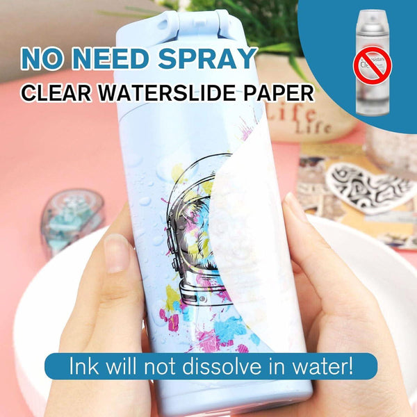 No Spray Need-Clear Waterslide Decal For Inkjet Printer 20 Sheets 8.5x11 Inches