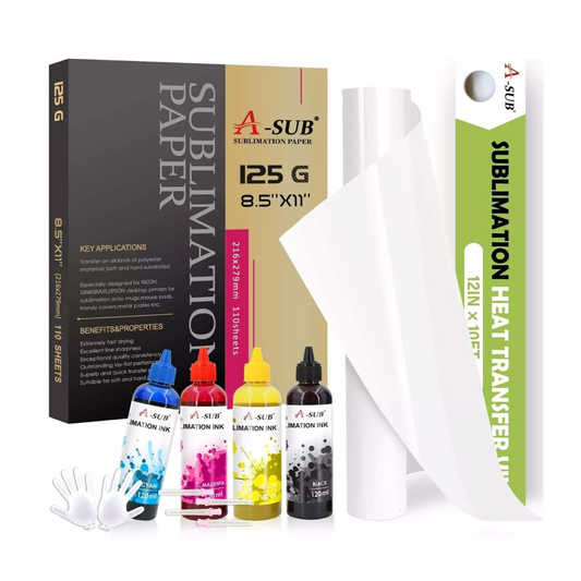 【Bundle Kit】A-SUB Sublimation Paper + Clear Sublimation HTV Vinyl + Sublimation Ink