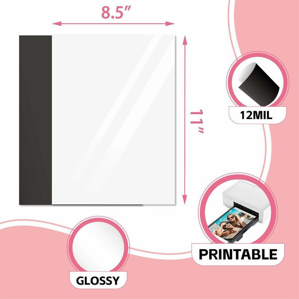 Stone City Printable Glossy Magnetic Sheets for Inkjet&Laser Printers 8.5x 11 Inches, 12 Sheets