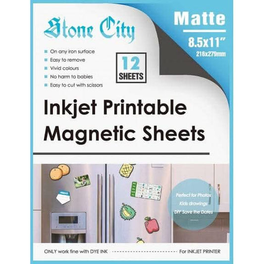 Stone City Printable Matte Magnetic Sheets for Inkjet Printers 8.5x 11 Inches, 12 Sheets - A-SUB