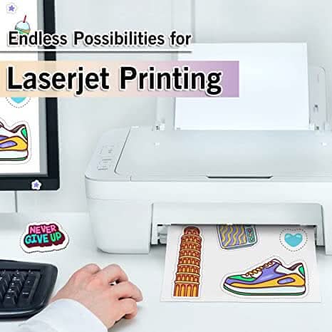 waterproof vinyl sticker paper for laser printer - 10 Sheets