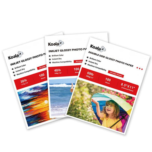 【Bundle Kit】Koala  Inkjet Glossy Photo Paper Bundle – 3 Types (115gsm/180gsm/260gsm Double-Sided) – 100 Sheets Each