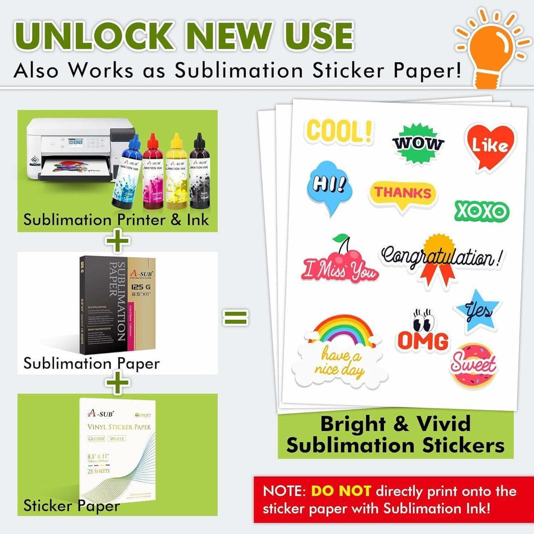A-SUB Waterproof Glossy Vinyl Sticker Paper for Inkjet Printer 25