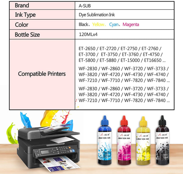 A-SUB Sublimation Paper 8.5x11 Inch 110 Sheets ONLY Compatible with  Sublimation Printer and Sublimation Ink 125g : Office Products 