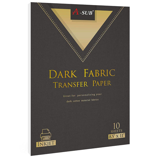 A-SUB 8.5"x11" Dark Fabric Transfer Paper, 10 Sheets
