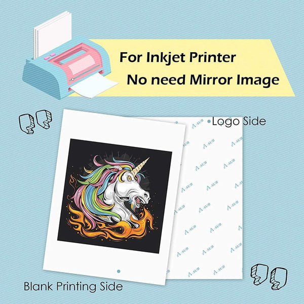 A-SUB 8.5'x11' Dark Fabric Transfer Paper, 10 Sheets
