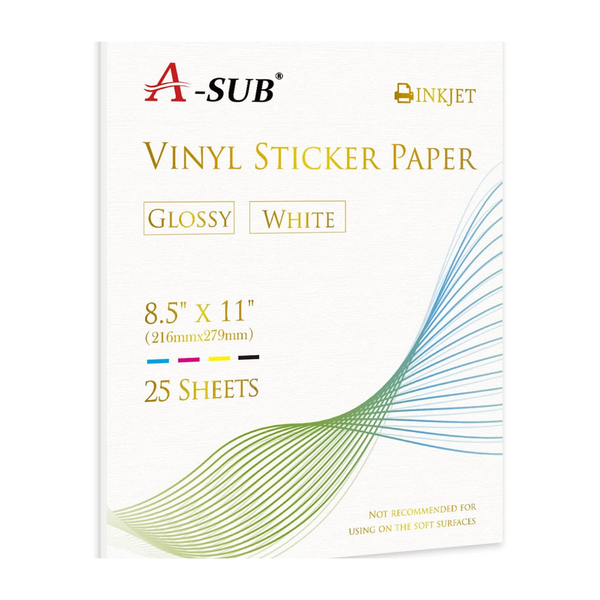 Bulk 100 Printable Vinyl Sticker Paper Glossy White Waterproof Inkjet  Printer